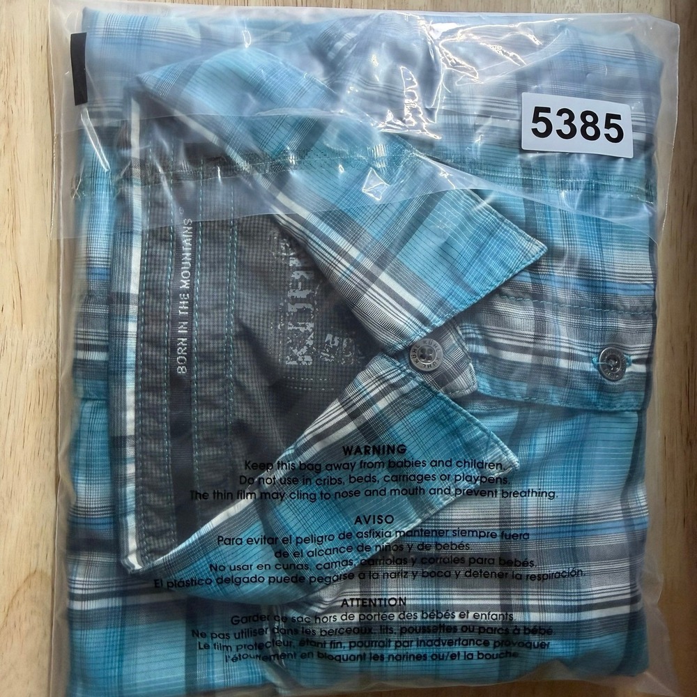 Kuhl Mens Blue Plaid Short Sleeve Button Down Hiking Shirt Large Pockets - Picture 15 of 15